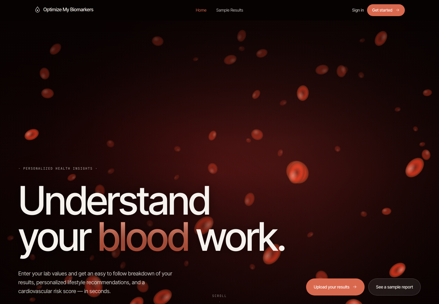 Optimize My Biomarkers live web application