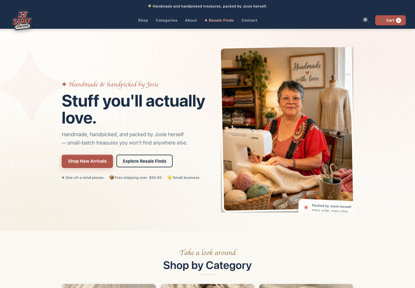 JJ Stuff live WooCommerce store