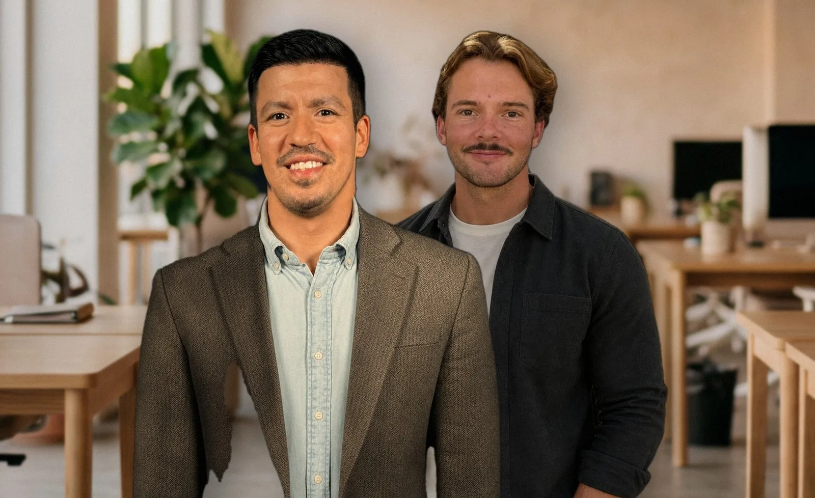 Brandon Cambron and Noah Morton, founders of ServiceAi, in the office